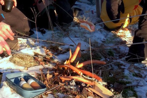 a person cooking food on a table